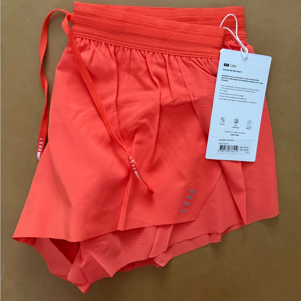 LSKD Women's Athletic Shorts in Coral Orange - Lightweight Performance
